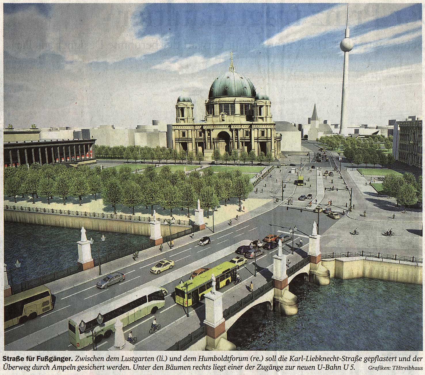 Verkehrskonzept für Lustgarten, Berlin, Senatsverwaltung für Stadtentwicklung, aus: Der Tagesspiegel, 7.4.09